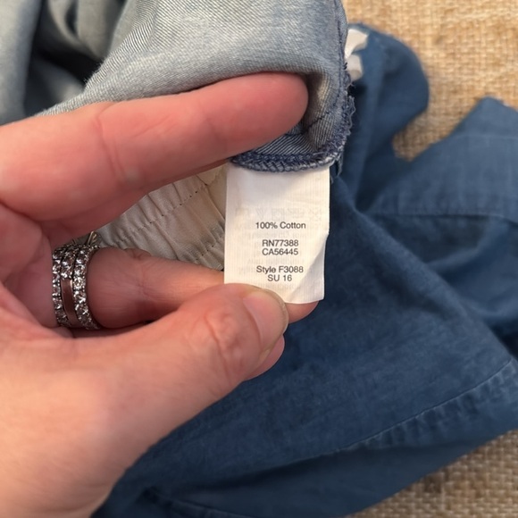 J. Crew Pull Up Elastic Waist Chambray Front Pocket Jean Skirt Cotton Size 8 - Picture 6 of 9